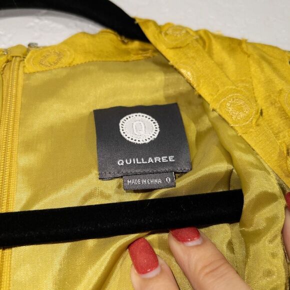 New Quillaree BHLDN x Anthropologie Yellow Silk Tethered Dot Dress 0 - Picture 6 of 11